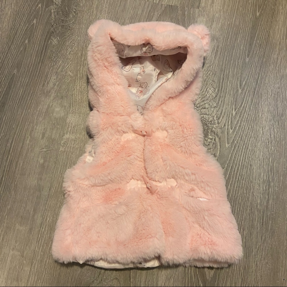 Catherine Malandrino pink baby girl toggle bunny vest with ears & tail size 3-6M
